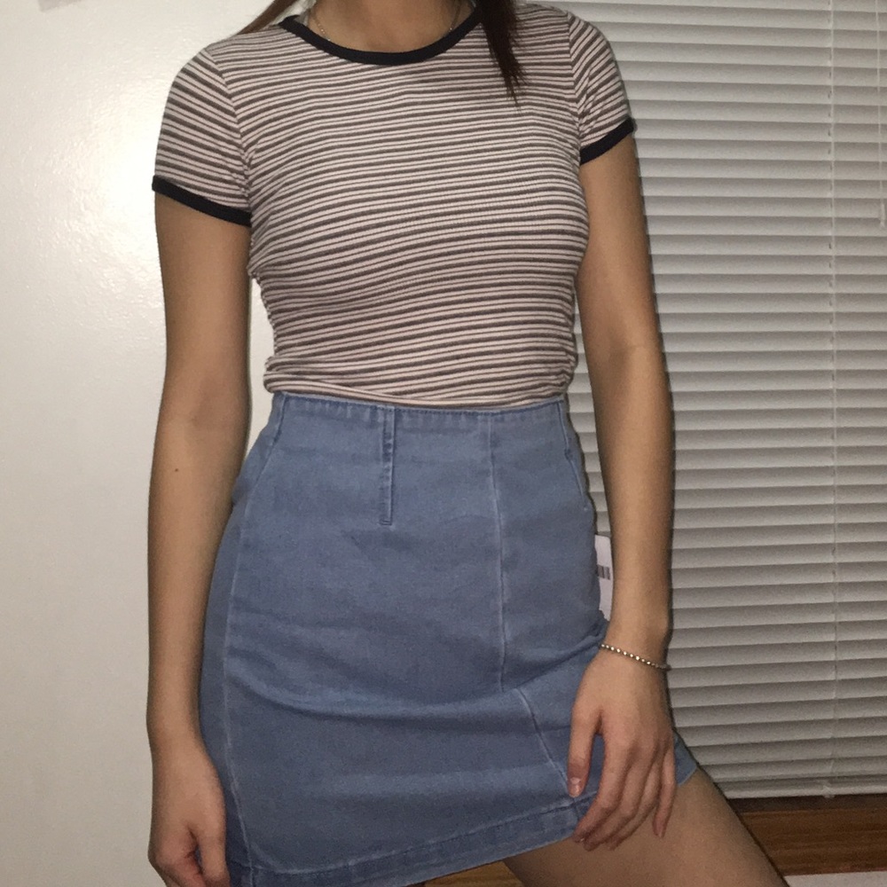 striped ribbed knit tee